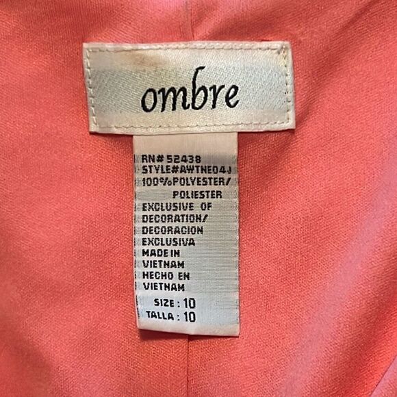 Ombre Womens Floral Ruffle Surplice Shift Midi Dress Orange Size 10 - Picture 8 of 8